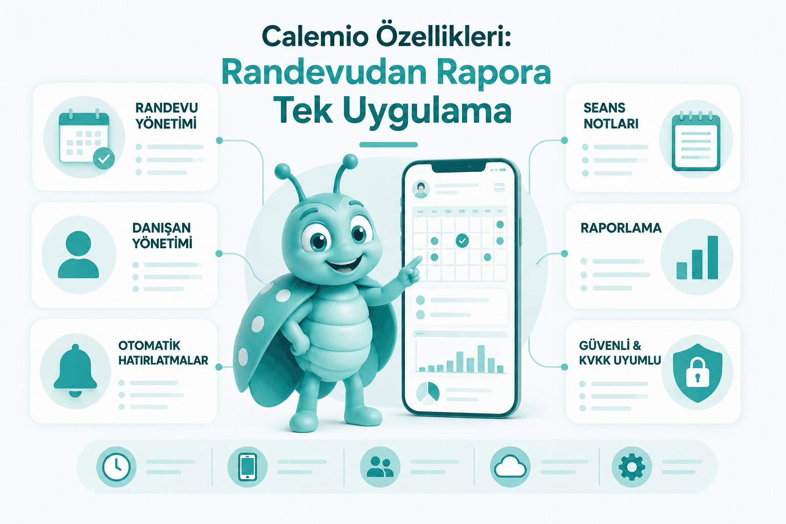 Calemio-Funktionen: Eine App von der Buchung bis zum Bericht