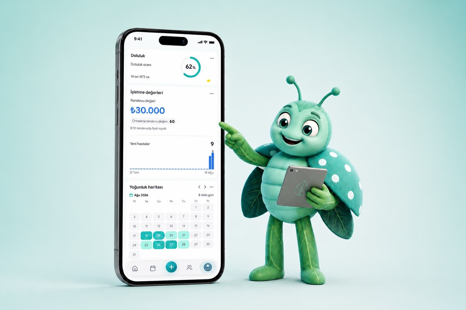 Calemio-Funktionen: Eine App von der Buchung bis zum Bericht