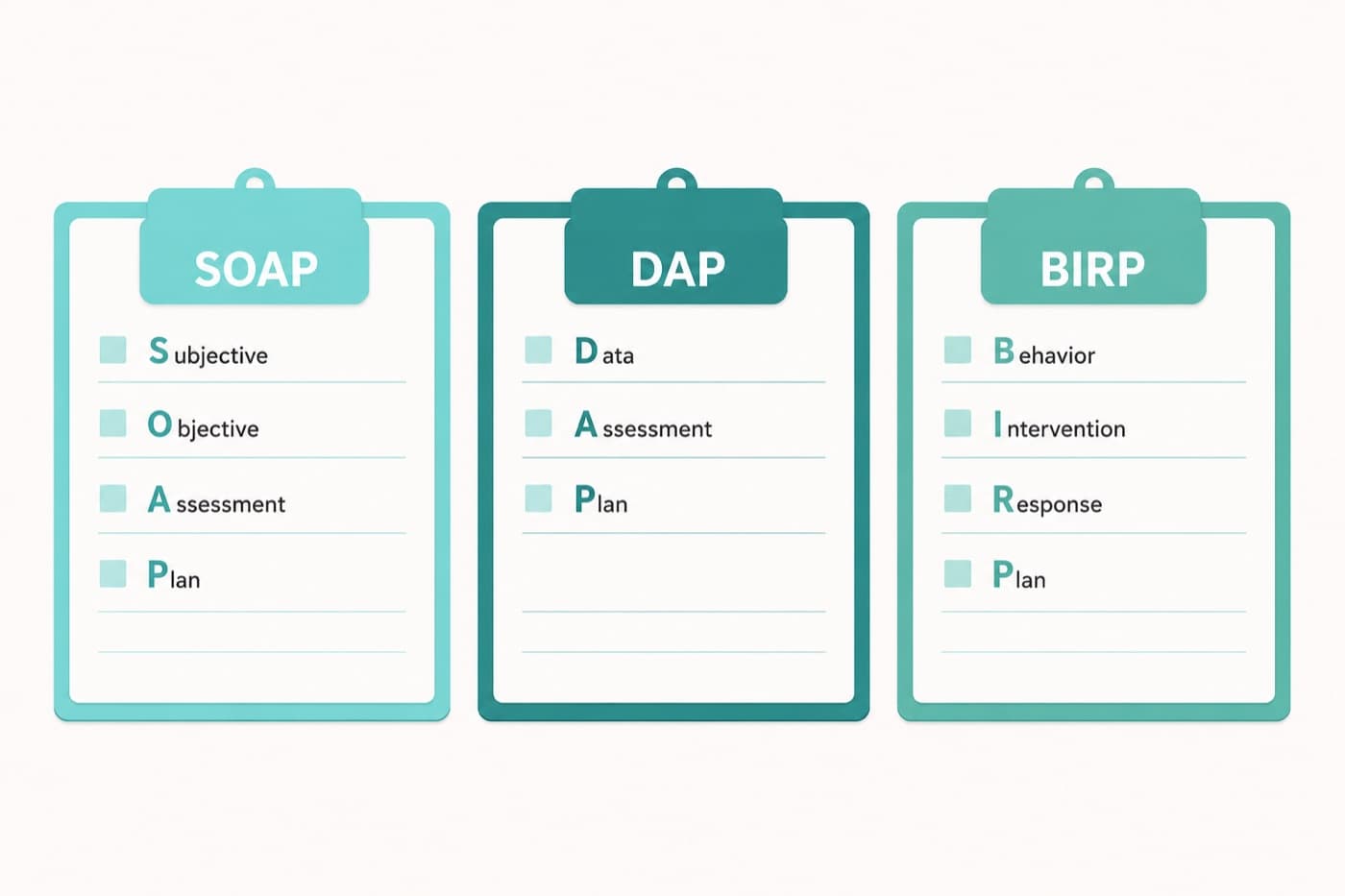 SOAP, DAP, and BIRP Notes: Which Template to Use and When