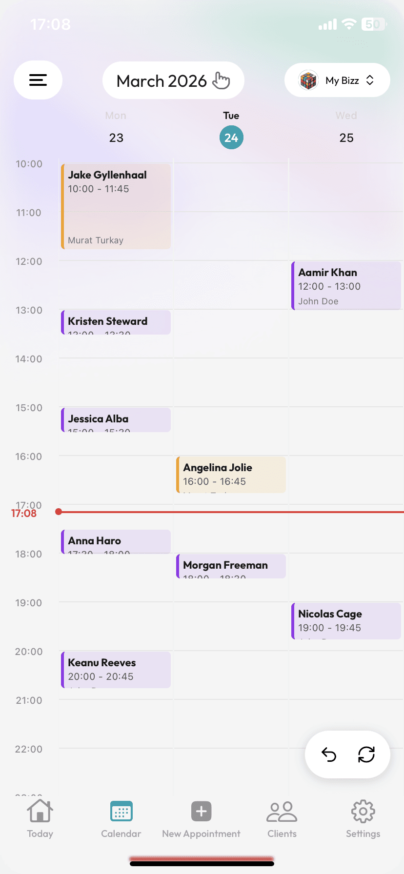 Calemio App-Ansicht — Konto erstellen & Kalender einrichten